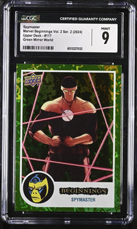 Load image into Gallery viewer, 2024 Marvel Beginnings Vol. 2 Ser. 2 Spymaster Green Mirror World CGC 9 MINT Alpha! 1/61!
