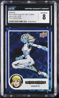 Load image into Gallery viewer, 2024 Marvel Beginnings Volume 2 series 2 Namorita Blue Cosmic Cube #138 CGC 8 NM/MINT
