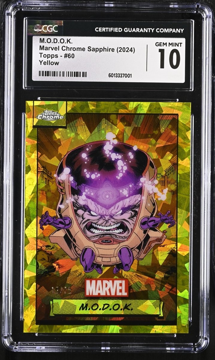 2024 Marvel Chrome Sapphire Topps M.O.D.O.K. Yellow Crackle CGC 10 GEM MINT