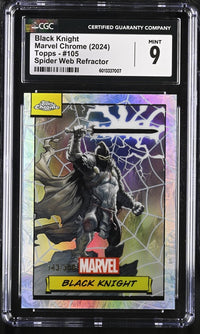 Load image into Gallery viewer, 2024 Marvel Chrome Topps Black Knight Web Refractor CGC 9 MINT
