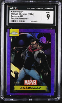 Load image into Gallery viewer, 2024 Marvel Chrome Topps Killmonger Purple Refractor CGC 9 MINT
