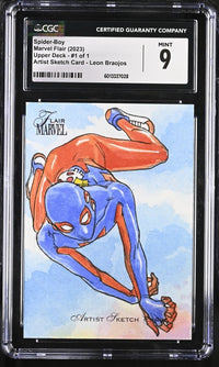 Load image into Gallery viewer, 2024 Marvel Flair Spider - Boy Artist Sketch 1/1 CGC 9 MINT
