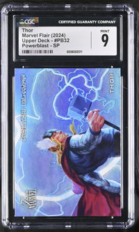 Load image into Gallery viewer, 2024 Marvel Flair Thor Powerblast SP #PB32 CGC 9 MINT
