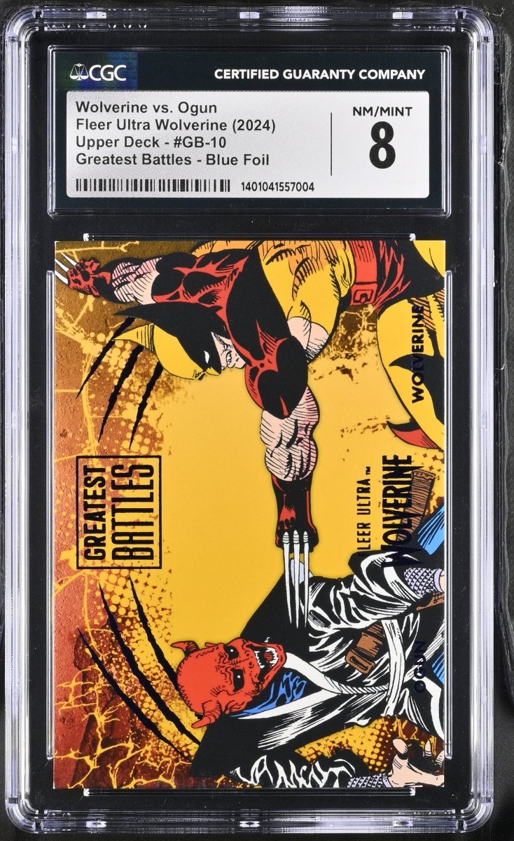 2024 Marvel Fleer Ultra Wolverine Greatest Battles Wolverine vs Ogun Blue Foil #GB - 10 CGC 8 NM/MINT