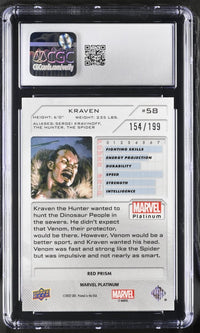 Load image into Gallery viewer, 2024 Marvel Platinum Kraven Red Prism /199 #58 CGC 10 GEM MINT
