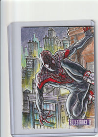 Load image into Gallery viewer, 2024 UD Marvel Infinity Trilogy Miles Morales Artist Sketch Card 1/1 Bonkz art
