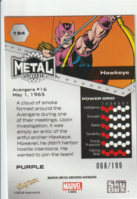 Load image into Gallery viewer, Marvel Metal Avengers 2024 Hawkeye Purple #194 68/199
