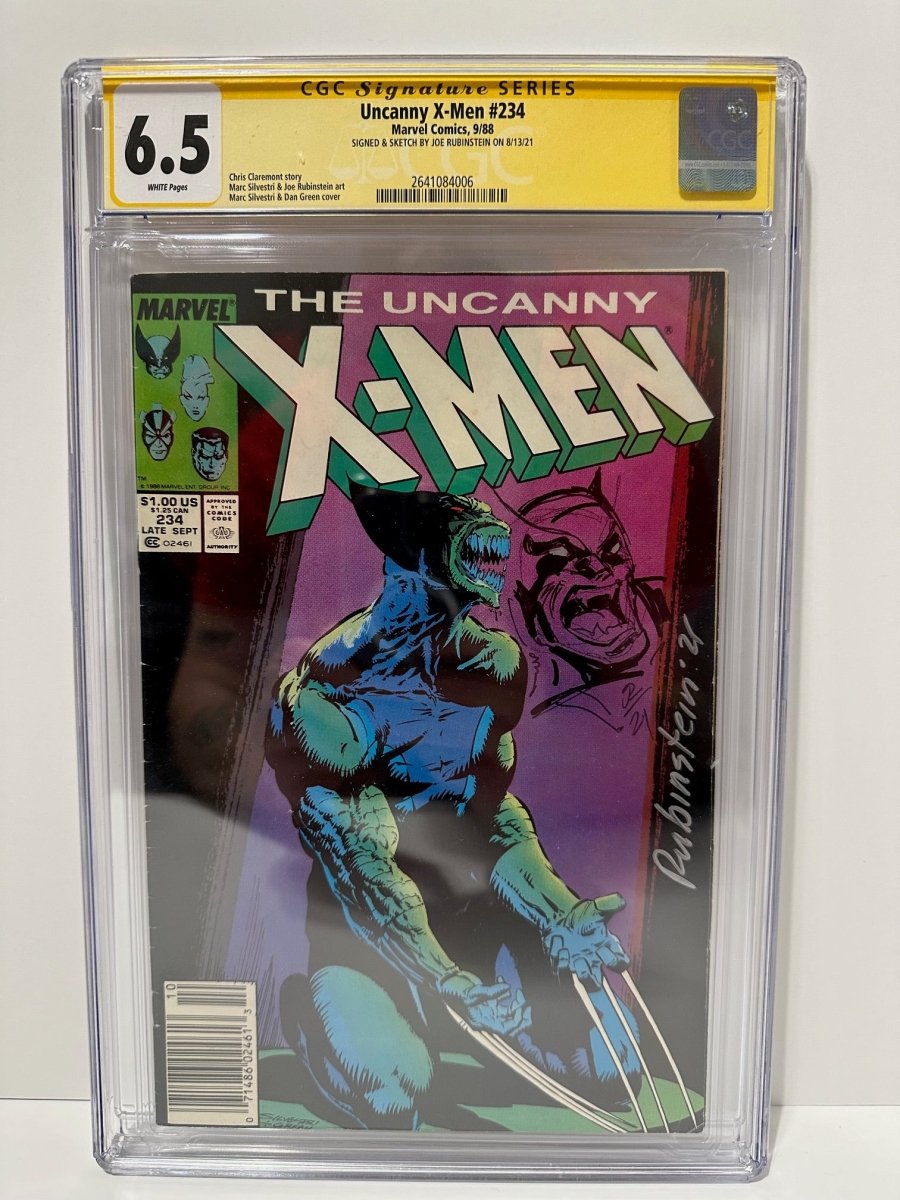 Marvel Uncanny X-Men #234 comic CGC graded 6.5 Signed and Sketch by Joe Rubinstein