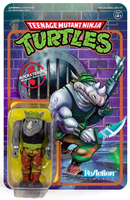 Teenage Mutant Ninja Turtles Rocksteady 3 3/4 - Inch ReAction Figure