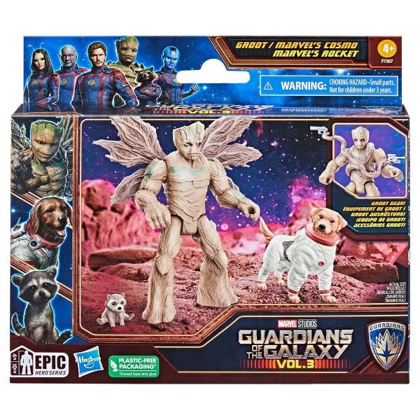 Marvel Guardians of the Galaxy Vol. 3 Groot Marvel's Cosmo Baby Rocket Action Figure Set - 3pk