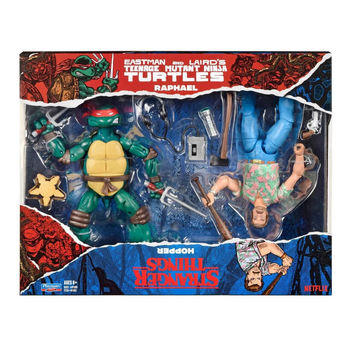 Teenage Mutant Ninja Turtles and Stranger Things Upside Down Remix 6" Raphael and Hopper Action Figure 2pk